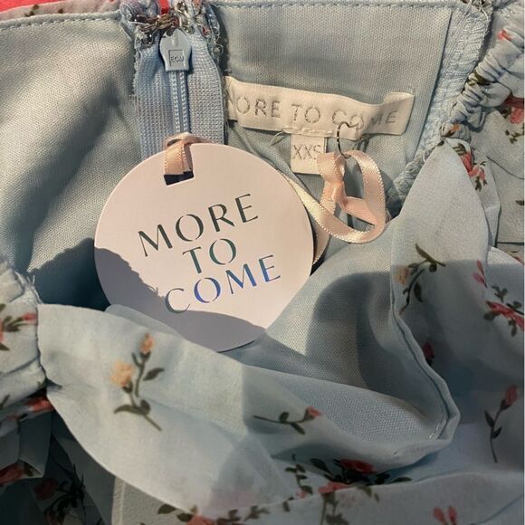 NWT More To Come Jaliyah Ruched Mini Dress in Blue Floral cottage Revolve XXS - Picture 7 of 9